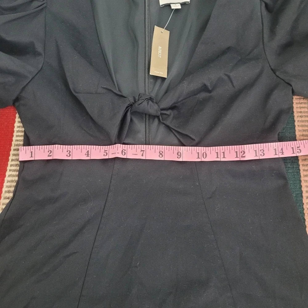 NWT J Crew‎ Collection Cutout Puff Sleeve Midi Dress Sz 4 Black Cotton Office